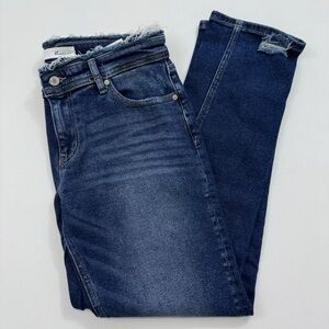 KanCan Women’s Filana Mid Rise Boyfriend Jeans Distressed Size 27 31x28